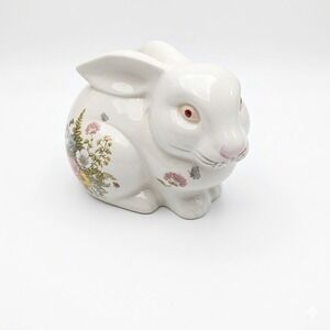 Vintage CTO San Francisco Ceramic Rabbit Bank Fern Floral Pattern Made in Japan